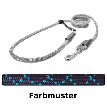 EASYLONG Hundeleine - M - 2m - schwarz mit blauen Stichen